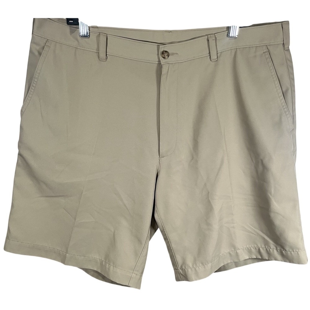 PGA Tour Golf Shorts Men's Size 40 Beige Khaki Tan Performance Flat Front